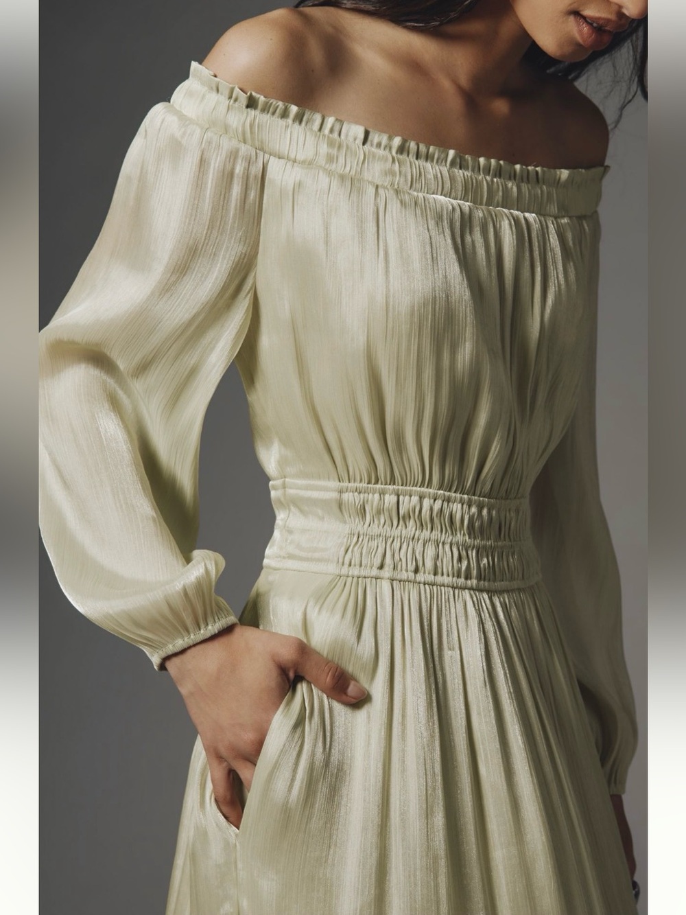 Anthropologie Romantic Somerset Off Shoulder Maxi Dress NWT Small Wedding - Picture 3 of 8